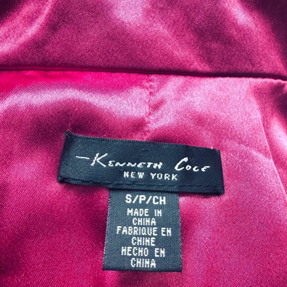 Kenneth Cole Womens Puffer Vest Black & Pink Satin Lined S - Picture 4 of 10